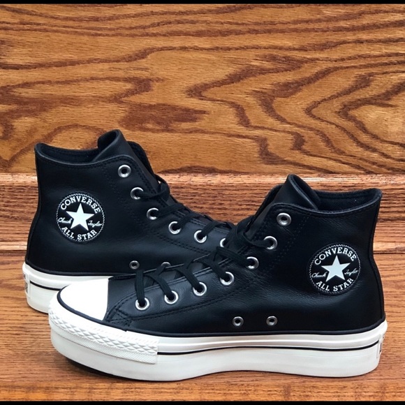 black platform converse leather